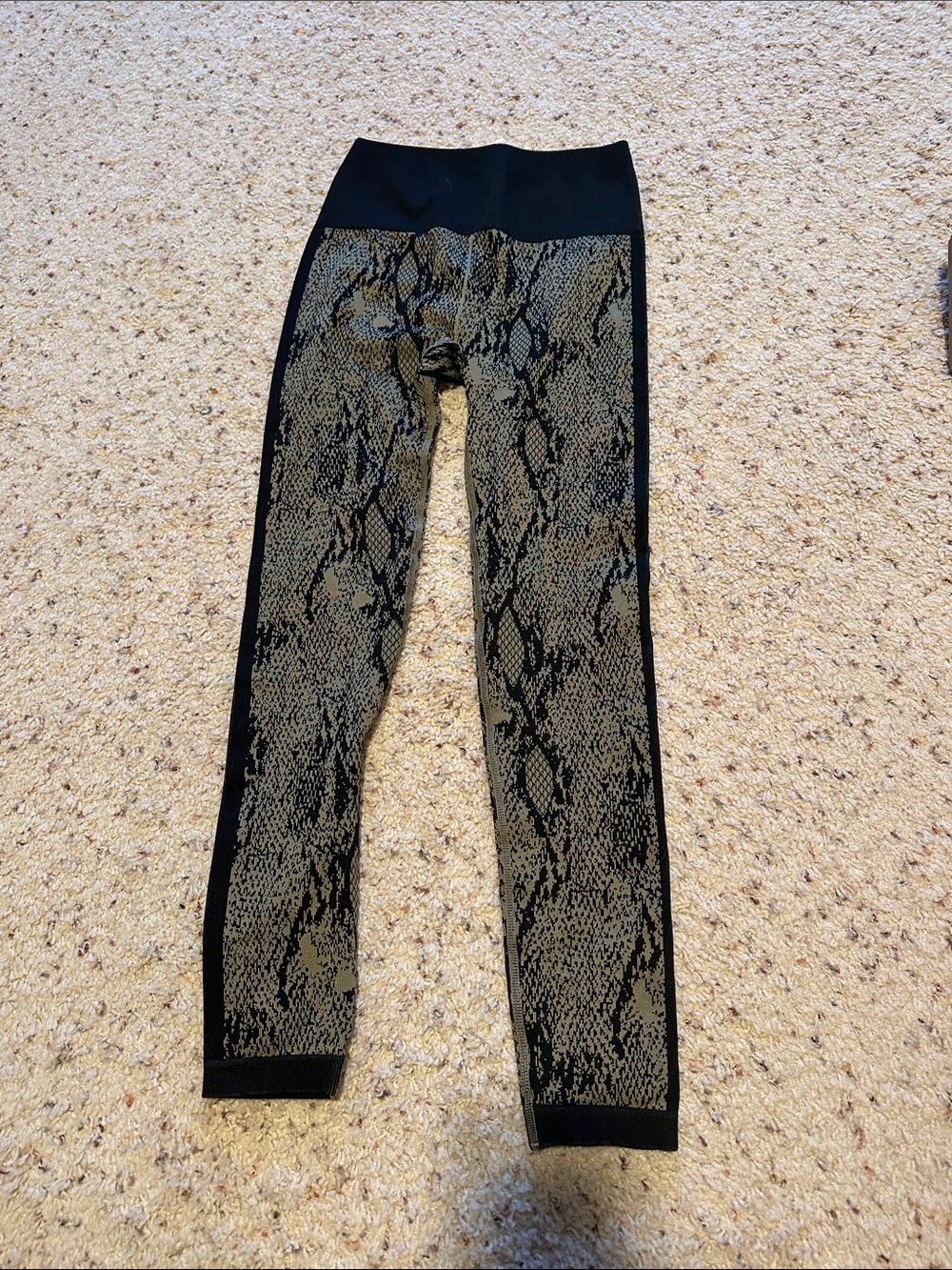Fabletics Black and Olive Snake-Print Leggings